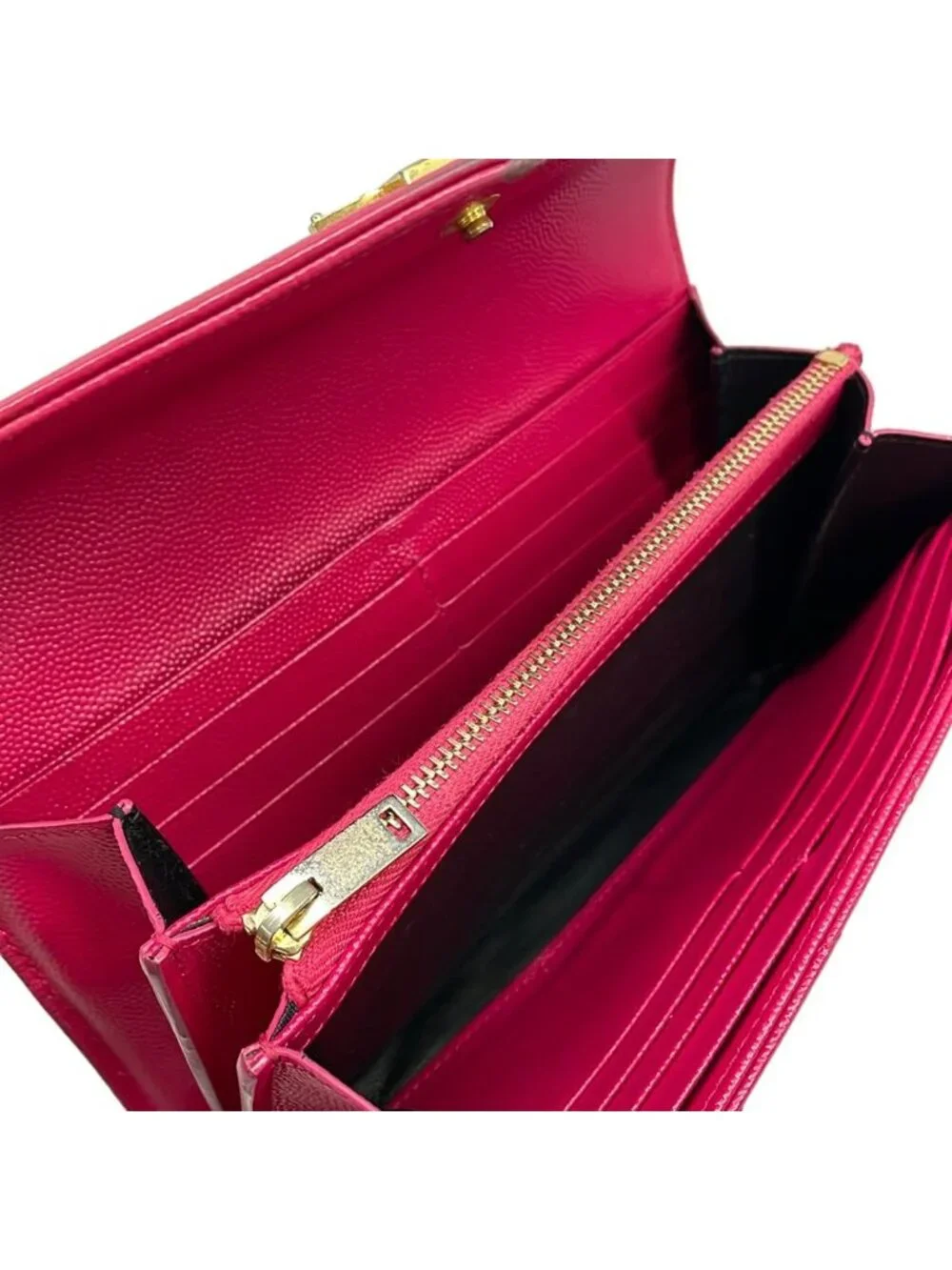 Saint Laurent Paris Wallet Monogram Large Flap Pink Zip Around Leather - Picture 4 of 15